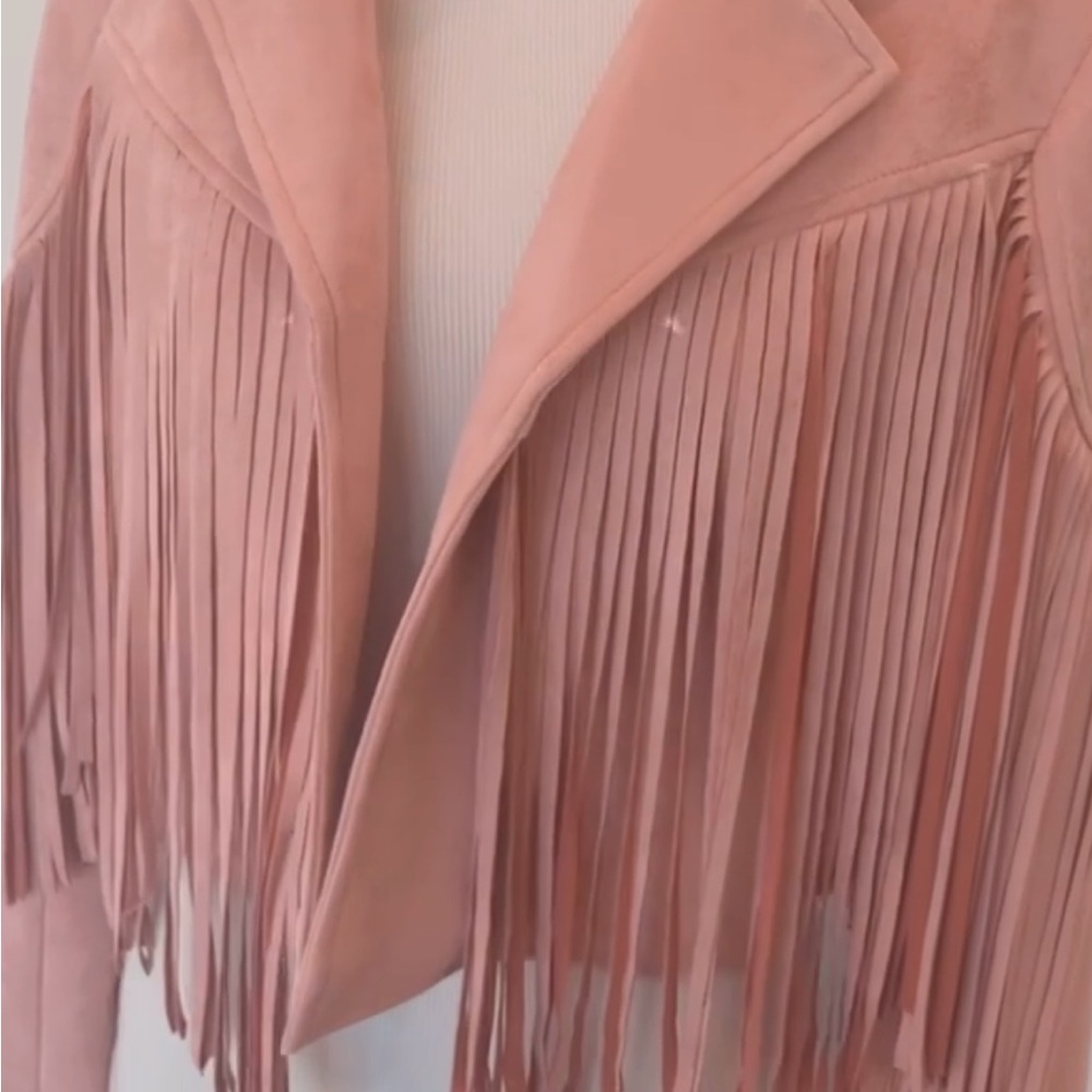 Pink Jacket with Fringe Details